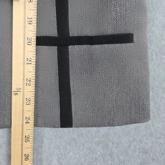 Black Label by Evan Picone Size 10 Open Front Jacket Gray Black Contrast Trim - Picture 10 of 11